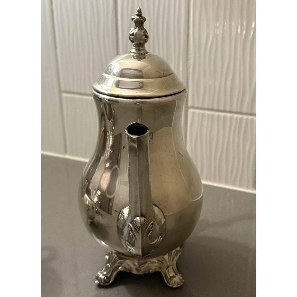 Vintage FB Rogers Silverplate Tea Coffee Pot Sugar Creamer W/ Lid Ornate Set 3